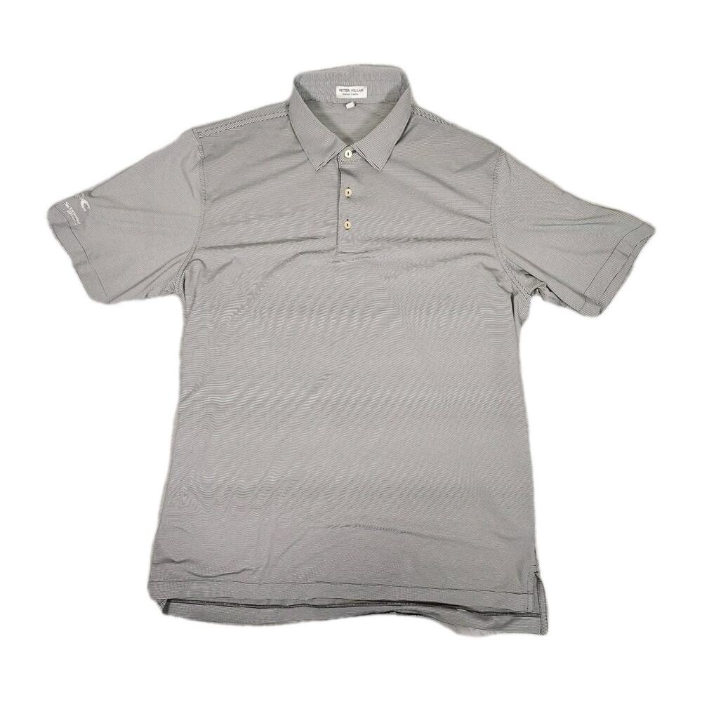Peter Millar Polo Shirt Mens XL Gray Stripe Summer Comfort ATG Stifel